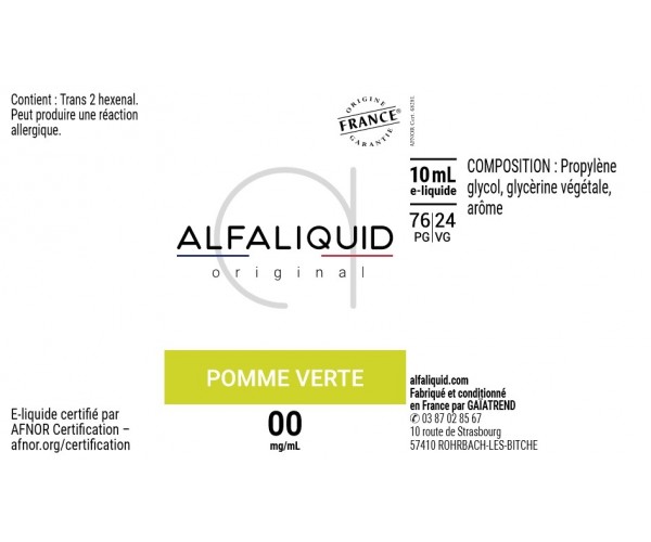 liquide Pomme Verte pour cigarette électronique - Alfa Original